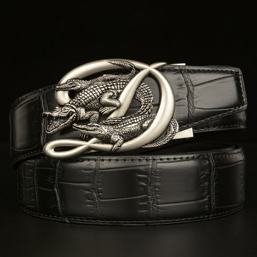 Cinturón de Cuero Genuino para Hombre con Hebilla Cocodrilo Automática - Image 6