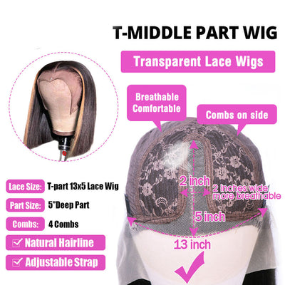 Peluca de Encaje Frontal Brillante con Línea T Lisa para Mujer - Image 4