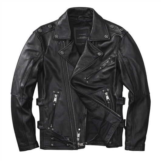 Chaqueta de Cuero para Motociclista Ajuste Slim Primera Capa - Image 5