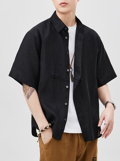 Camisa de Lino Manga Corta para Hombre - Estilo Moderno - Image 8