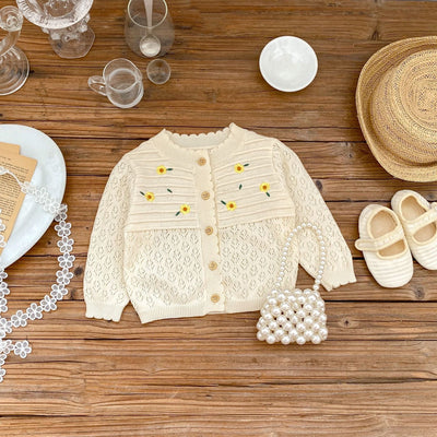 Cardigan Hueco con Flores Bordadas y Protección Solar - Image 11