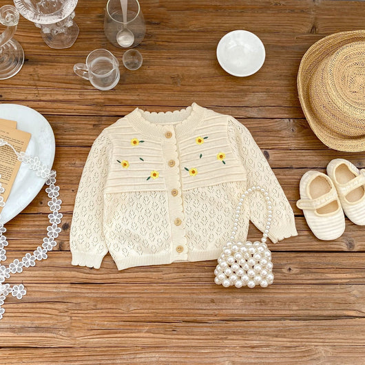 Cardigan Hueco con Flores Bordadas y Protección Solar - Image 11