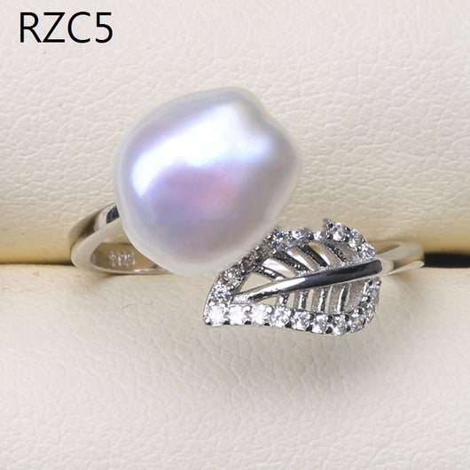 Anillo de Perla Barroca Natural Diseño Luna Platino - Image 57