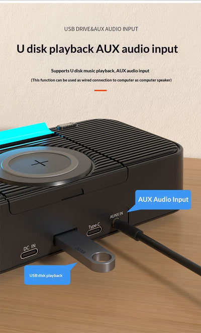 Lámpara Nocturna Inteligente con Carga Inalámbrica y Parlantes Bluetooth Duales - Image 9