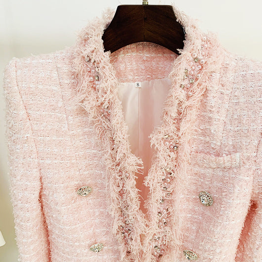 Chaqueta Pesada con Cuentas y Flecos de Hebilla de Diamante - Image 2