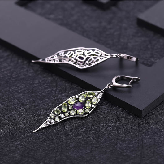 Aretes Personalizados de Amatista y Olivino para Mujer - Image 4