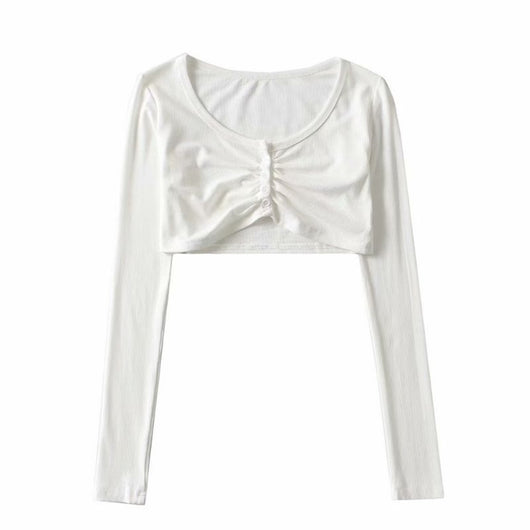 Sudadera Corta Cuello Redondo Manga Larga para Mujer - Estilo Otoño - Image 7
