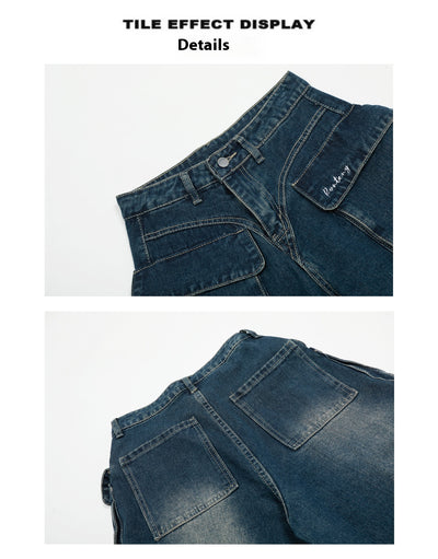 Pantalones Vaqueros Anchos de Cintura Alta con Bolsillos Funcionales - Image 12