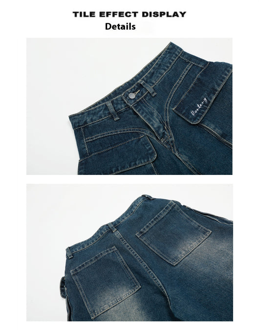 Pantalones Vaqueros Anchos de Cintura Alta con Bolsillos Funcionales - Image 12