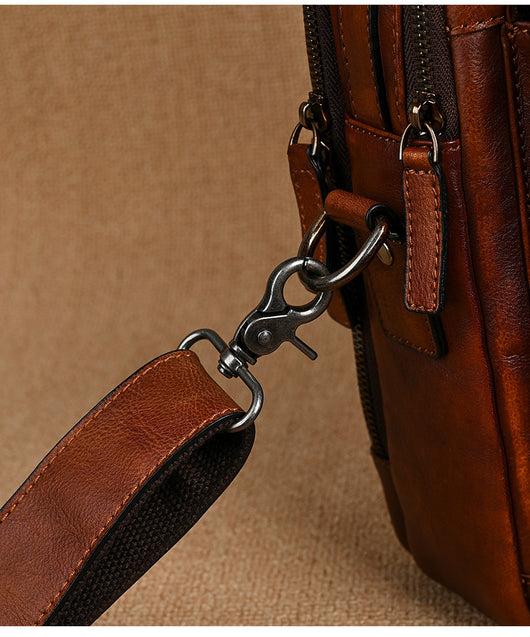 Bolsa Bandolera de Cuero Genuino Estilo Retro para Hombre - Image 10