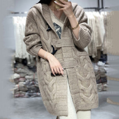 Chaqueta Suelta con Capucha y Botones Horn Torcidos - Image 3