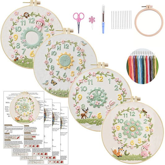 Kit DIY Reloj Decorativo con Bordado - Manualidad Creativa Hecha a Mano