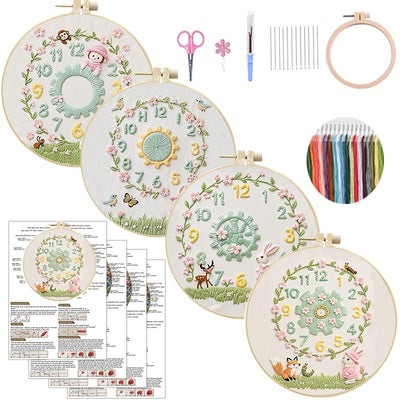 Kit DIY Reloj Decorativo con Bordado - Manualidad Creativa Hecha a Mano