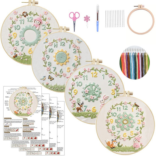 Kit DIY Reloj Decorativo con Bordado - Manualidad Creativa Hecha a Mano