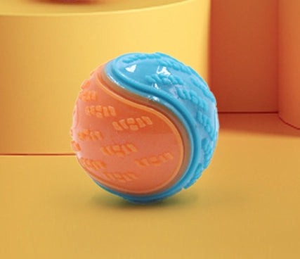 Orange and blue two-tone pet toy ball with textured surfaces for dog molar cleaning and training. - Image 6