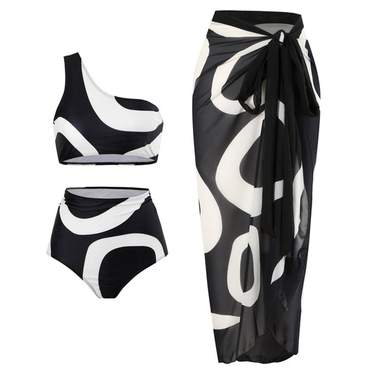 Bikini Asimétrico con Falda Envolvente - Diseño Sexy de Una Hombrera