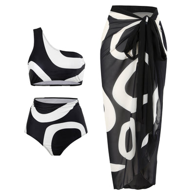 Bikini Asimétrico con Falda Envolvente - Diseño Sexy de Una Hombrera