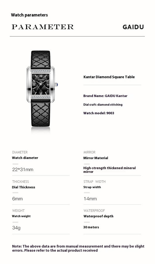 Reloj de Cuarzo Cuadrado Diamante - Lujo Asequible Retro - Image 17