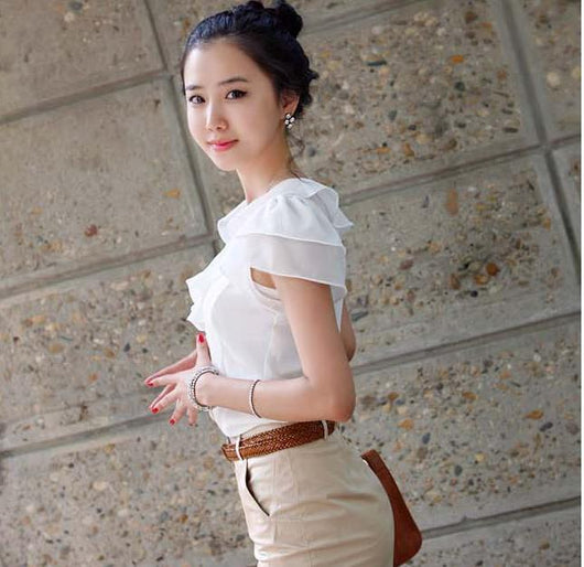 Blusa Blanca con Volantes en las Mangas para Mujer - Image 8