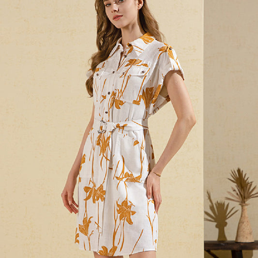 Vestido Blanco Elegante con Estampado Discreto para Mujer