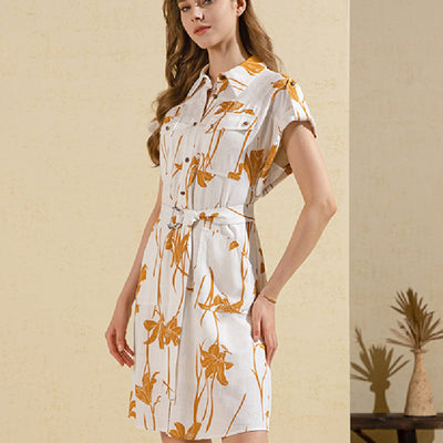 Vestido Blanco Elegante con Estampado Discreto para Mujer