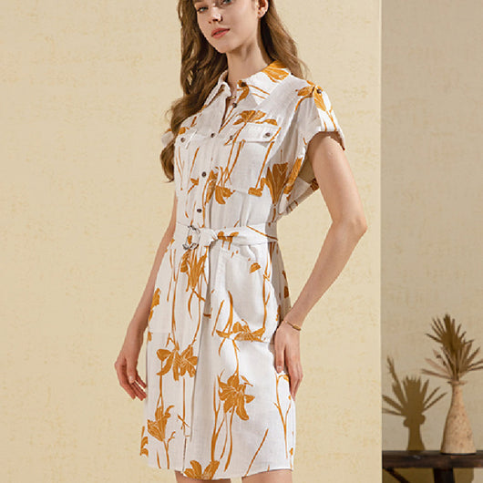 Vestido Blanco Elegante con Estampado Discreto para Mujer