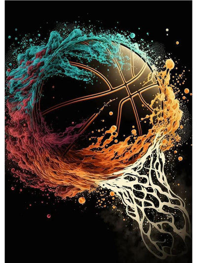 Póster Colorido: Astronautas Jugando Baloncesto en el Espacio - Image 3