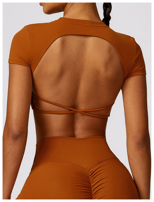 Top Deportivo Ajustado Antiimpacto con Manga Corta para Yoga - Image 12