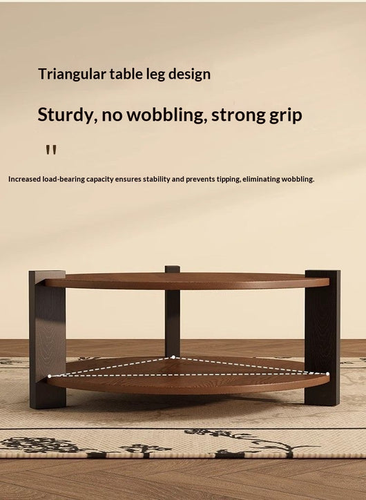 Mesa de Centro Circular en Nogal Negro - Diseño Clásico Madera Maciza - Image 12