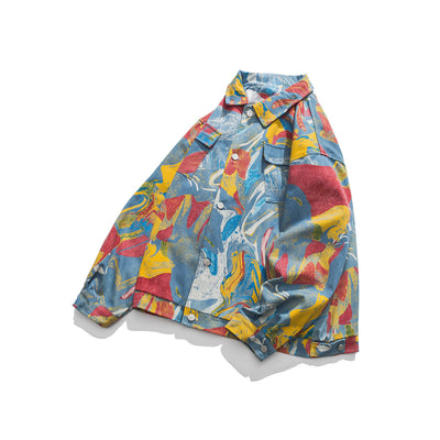 Chaqueta Denim Vintage con Graffiti de Tinta Artística - Image 5