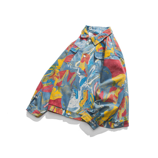 Chaqueta Denim Vintage con Graffiti de Tinta Artística - Image 5