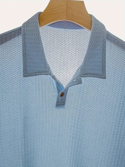 Camisa Casual de Punto Rombo con Solapa - Corte Holgado Manga Corta Hombre - Image 52