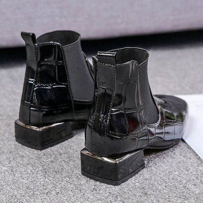 Botas Cortas de Cuero Charol con Suela Suave y Forro de Terciopelo Cálido - Image 4