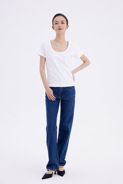 Jeans Rectos Azul Oscuro para Mujer - Estilo Simple y Versátil - Image 19