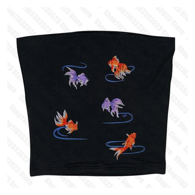Chaleco Estampado Peces Dorados Cuello Cuadrado Ajustado Sexy - Image 15