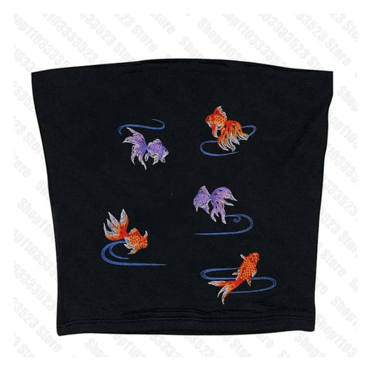 Chaleco Estampado Peces Dorados Cuello Cuadrado Ajustado Sexy - Image 15