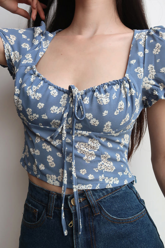 Blusa Floral Ajustada de Cintura Alta para Mujer - Image 4