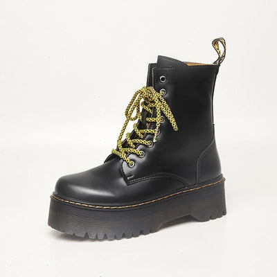 Botas Mujer Tacón Grueso Antideslizante Punta Redonda con Cordones - Image 11