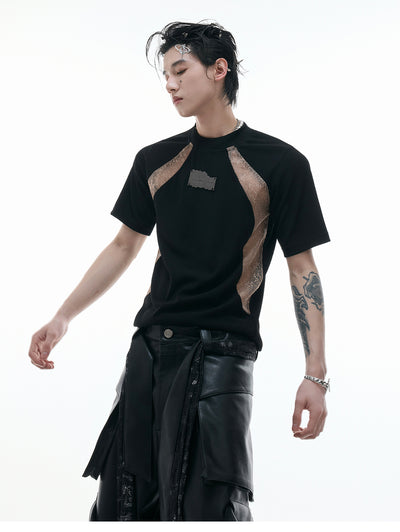Playera Retro Contraste Deconstruida Slim Fit Textura Pit - Image 3
