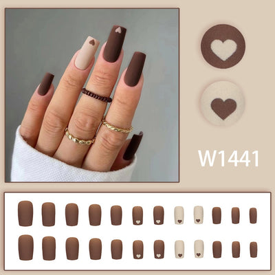 Pegatinas de Uñas Removibles Café Latte - Largo Medio - Image 2