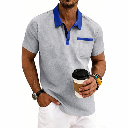Polo Holgado de Punto Waffle para Hombre - Manga Corta - Image 6
