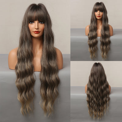 Cabello Rizado Castaño con Transición Dorada - Image 9
