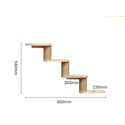 Árbol Rascador Mural para Gatos - Plataforma de Madera Sólida con Escalera - Image 34