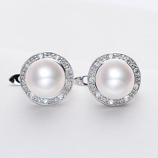 Aretes de Perlas Naturales Agua Dulce en Plata S925