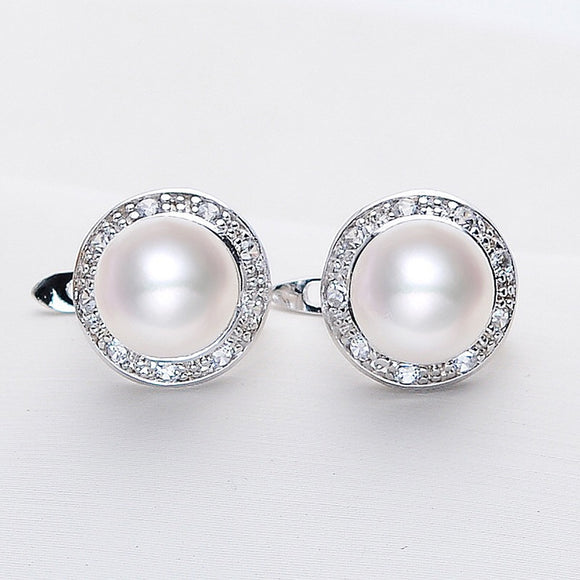 Aretes de Perlas Naturales Agua Dulce en Plata S925