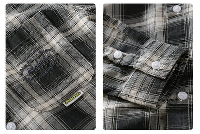 Camisa Cuadriculada de Algodón Cepillado - Estilo Retro Casual - Image 14