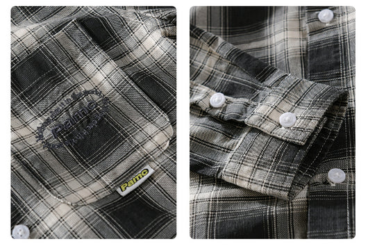 Camisa Cuadriculada de Algodón Cepillado - Estilo Retro Casual - Image 14