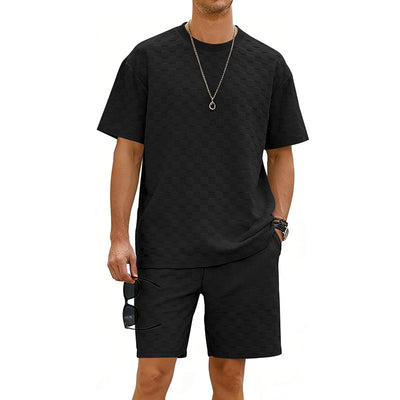 Conjunto de Playera y Shorts Casuales a Cuadros para Hombre - Image 6