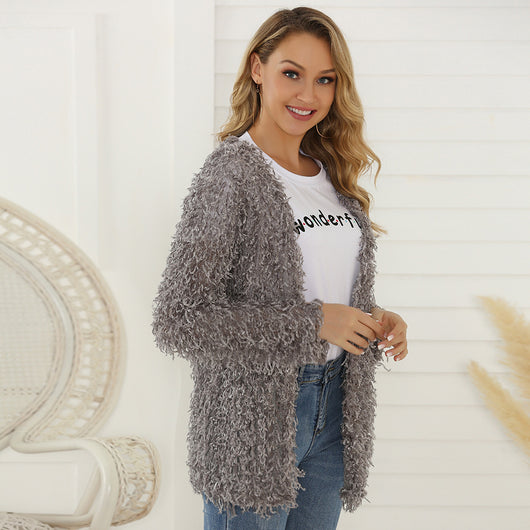 Abrigo Cardigan Largo de Mujer Otoño con Tela Felpa Premium - Image 16