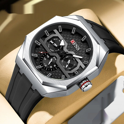 Reloj de Cuarzo Impermeable con Escala de Rayas y Seis Agujas - Diseño Moderno